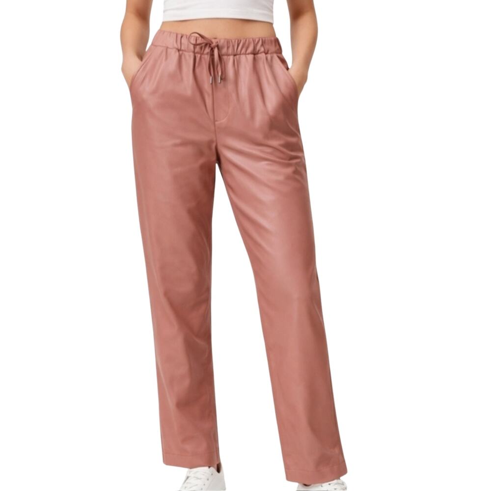 Wildfang Empower Vegan Leather Drawstring Trouser Dusty Rose | Size XS | NWT